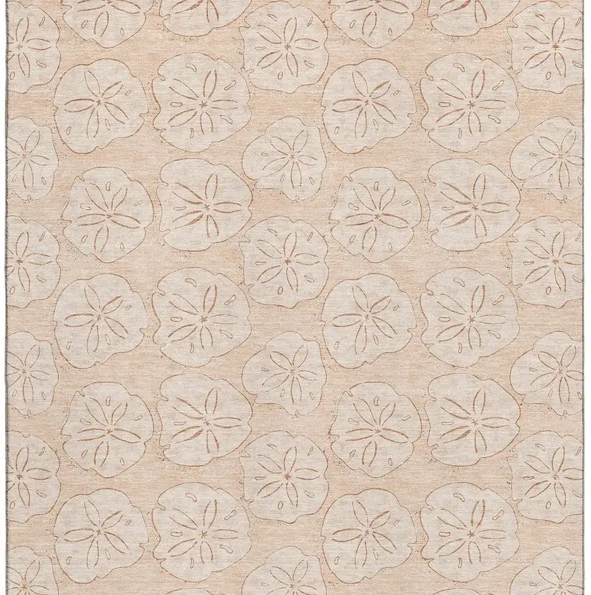 Apricot And Ivory Geometric Washable Area Rug With UV Protection Photo 4