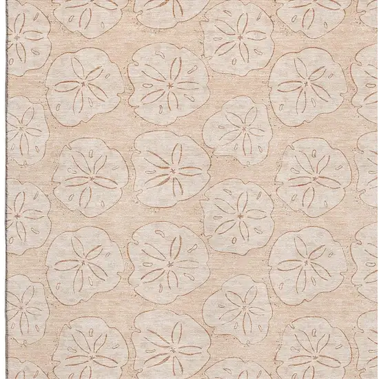 Apricot And Ivory Geometric Washable Area Rug With UV Protection Photo 3