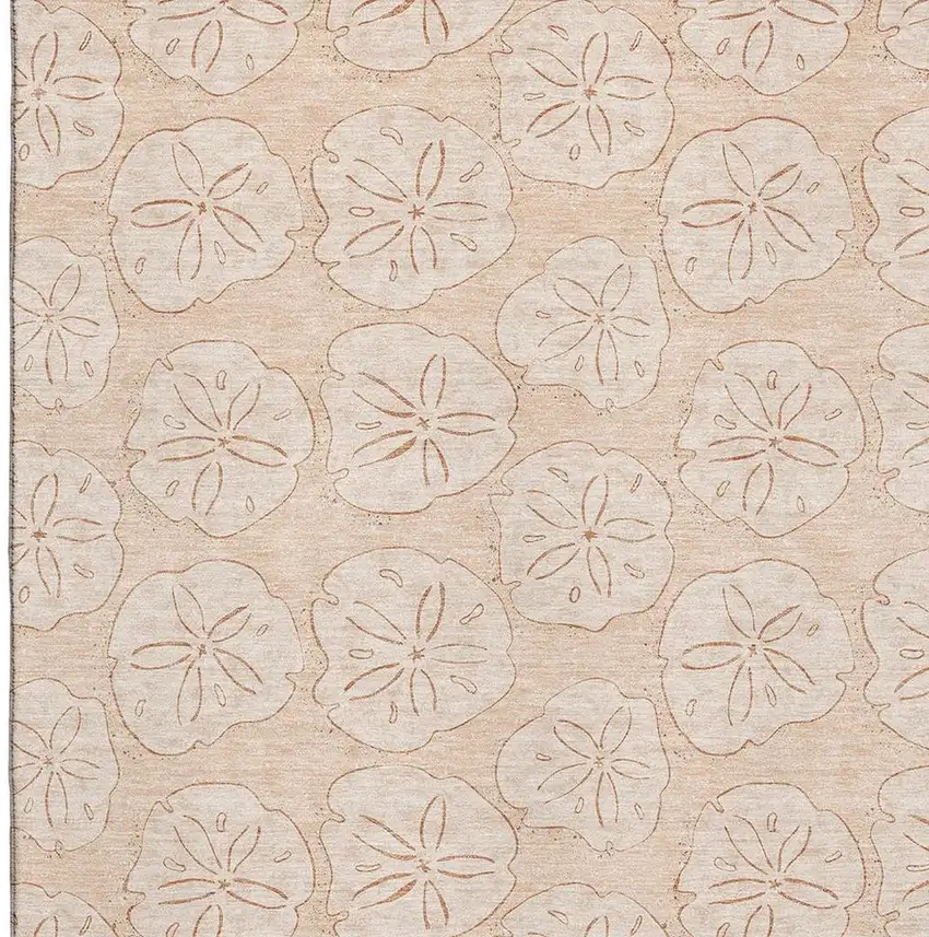 Apricot And Ivory Geometric Washable Area Rug With UV Protection Photo 3