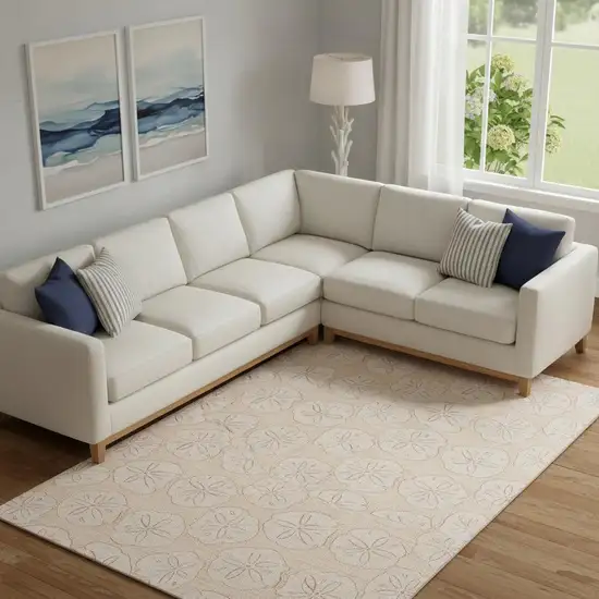 Apricot And Ivory Geometric Washable Area Rug With UV Protection Photo 1