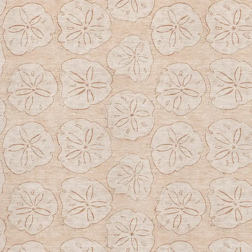 Apricot And Ivory Geometric Washable Area Rug With UV Protection Photo 3