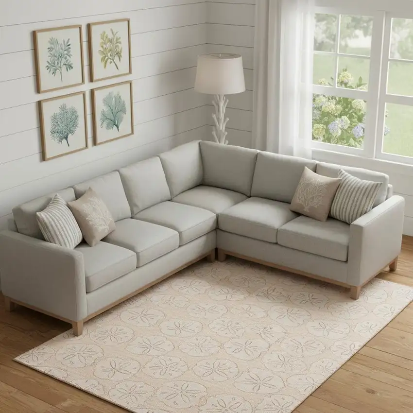 Apricot And Ivory Geometric Washable Area Rug With UV Protection Photo 1