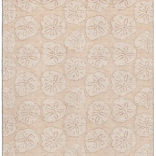 Apricot And Ivory Geometric Washable Area Rug With UV Protection Photo 3