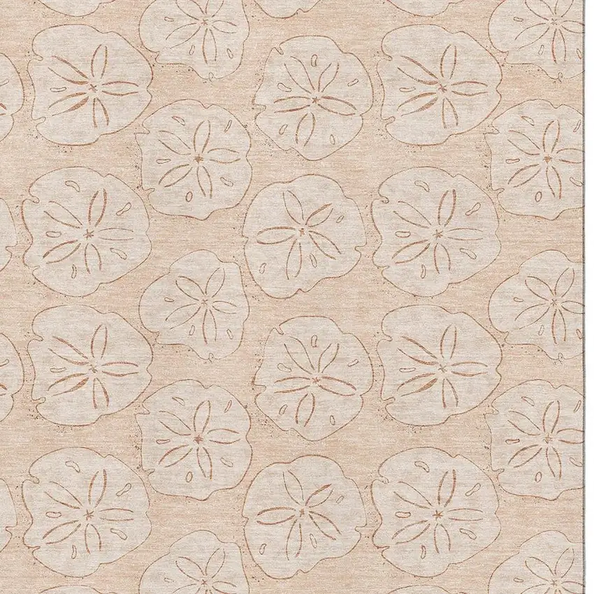 Apricot And Ivory Geometric Washable Area Rug With UV Protection Photo 3