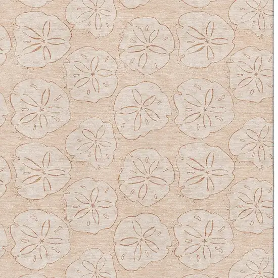 Apricot And Ivory Geometric Washable Area Rug With UV Protection Photo 3