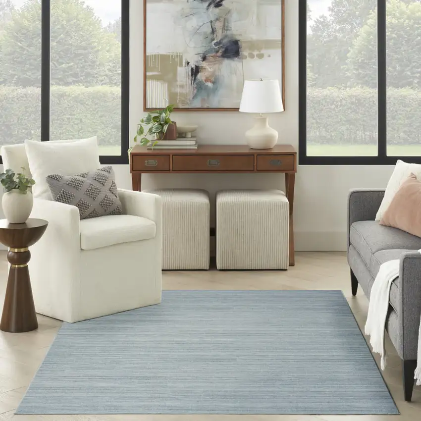 Aqua Abstract Washable Area Rug Photo 5