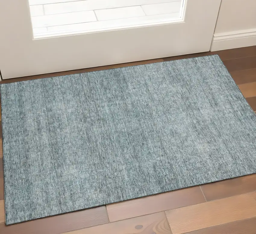 Aqua And Beige Abstract Washable Area Rug With UV Protection Photo 1