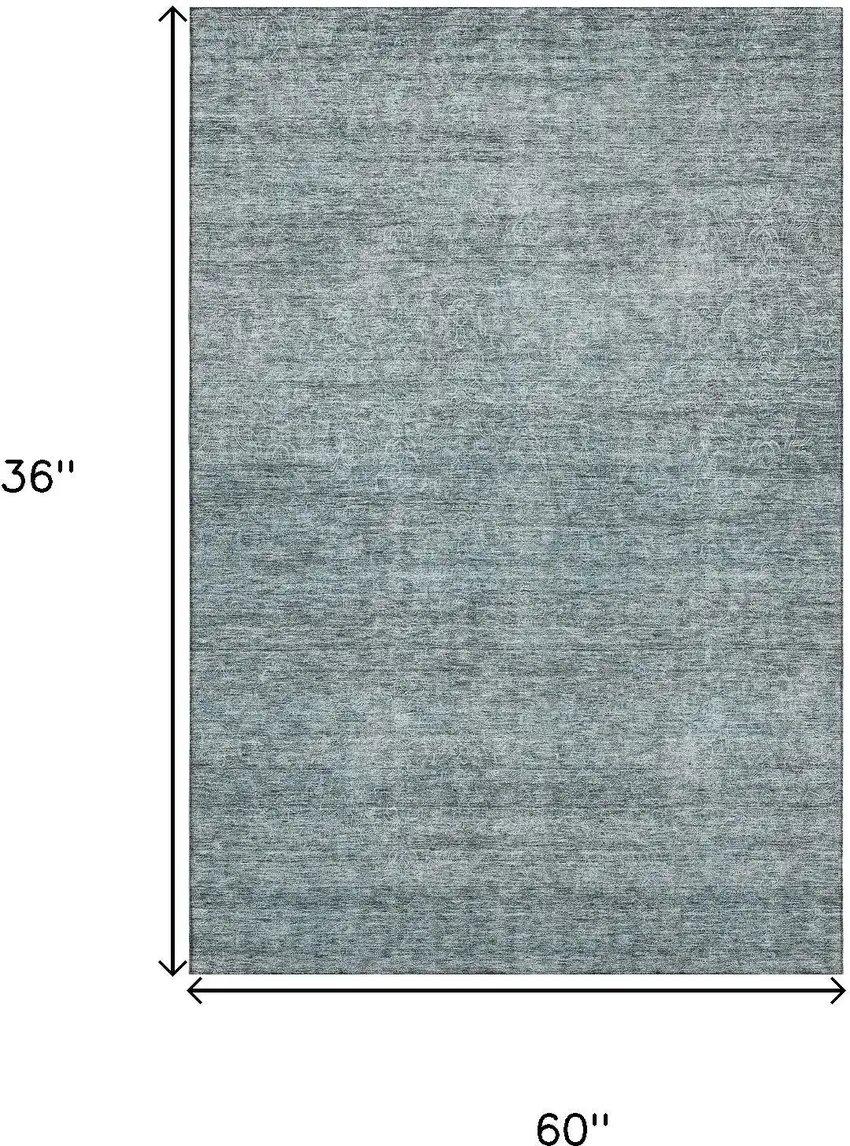 Aqua And Beige Abstract Washable Area Rug With UV Protection Photo 3