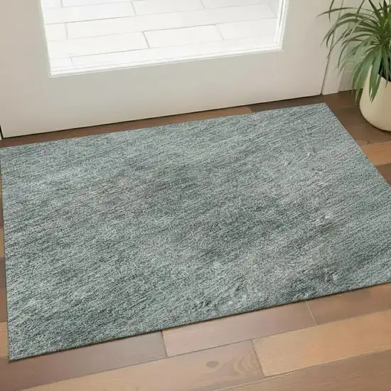 Aqua And Beige Abstract Washable Area Rug With UV Protection Photo 2