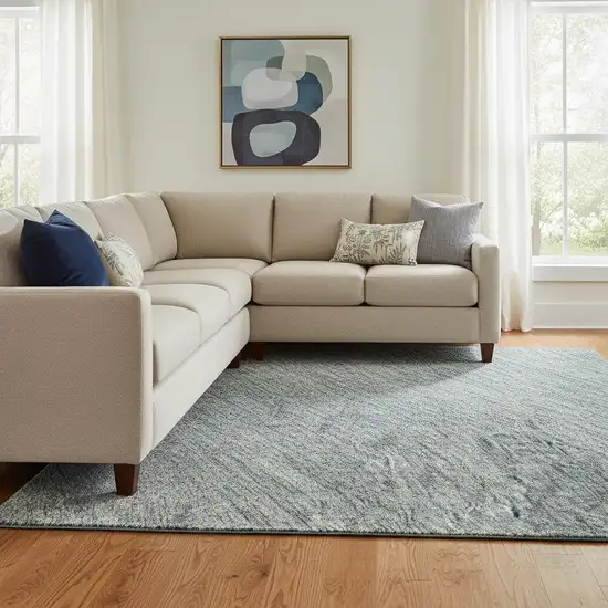 Aqua And Beige Abstract Washable Area Rug With UV Protection Photo 2