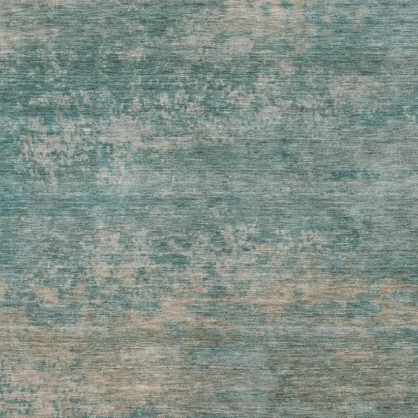 Aqua And Beige Abstract Washable Area Rug With UV Protection Photo 3