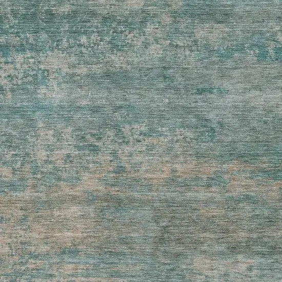 Aqua And Beige Abstract Washable Area Rug With UV Protection Photo 3