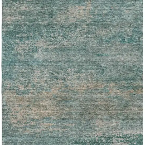 Aqua And Beige Abstract Washable Area Rug With UV Protection Photo 4