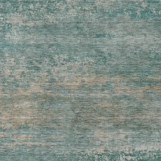 Aqua And Beige Abstract Washable Area Rug With UV Protection Photo 3
