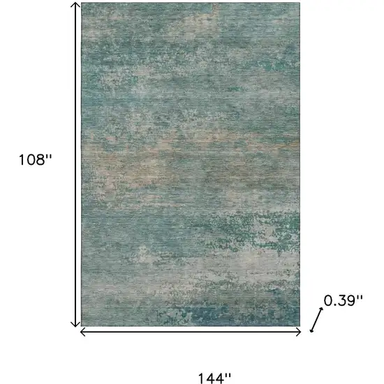 Aqua And Beige Abstract Washable Area Rug With UV Protection Photo 9