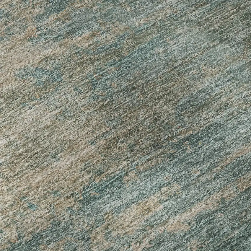 Aqua And Beige Abstract Washable Area Rug With UV Protection Photo 8