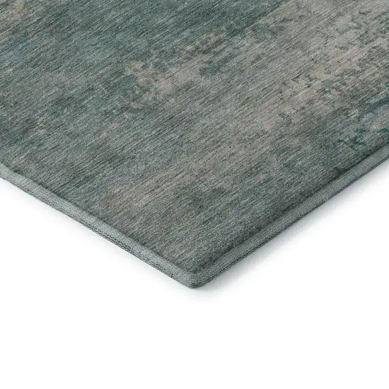 Aqua And Beige Abstract Washable Area Rug With UV Protection Photo 7