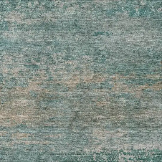 Aqua And Beige Abstract Washable Area Rug With UV Protection Photo 3
