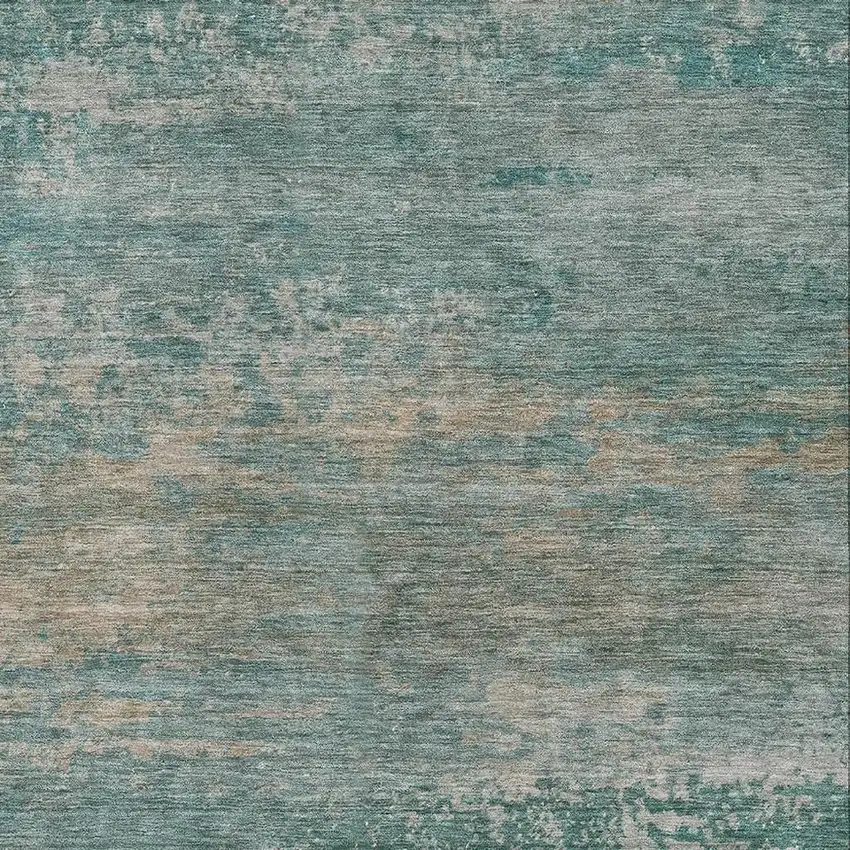 Aqua And Beige Abstract Washable Area Rug With UV Protection Photo 3