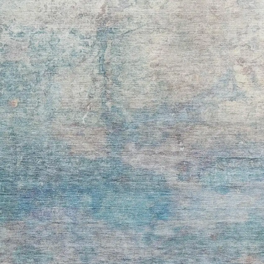Aqua And Beige Abstract Washable Area Rug With UV Protection Photo 3