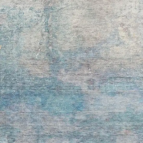 Aqua And Beige Abstract Washable Area Rug With UV Protection Photo 3