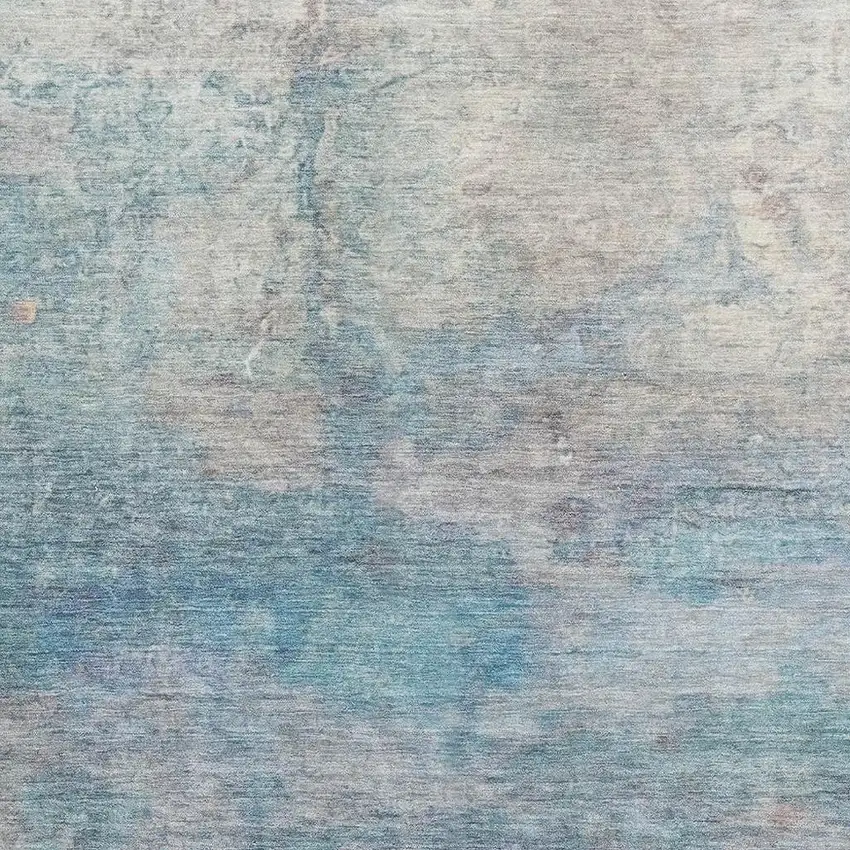Aqua And Beige Abstract Washable Area Rug With UV Protection Photo 3