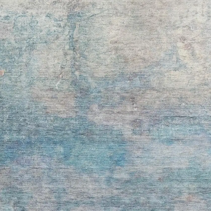 Aqua And Beige Abstract Washable Area Rug With UV Protection Photo 3