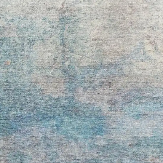 Aqua And Beige Abstract Washable Area Rug With UV Protection Photo 3