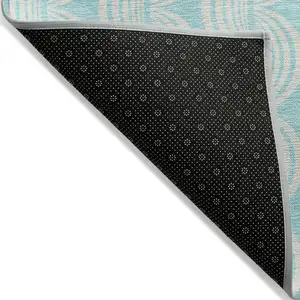 Photo of Aqua And Beige Ogee Washable Indoor Outdoor Area Rug