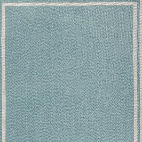 Aqua And Beige Striped Indoor Outdoor Area Rug Photo 5