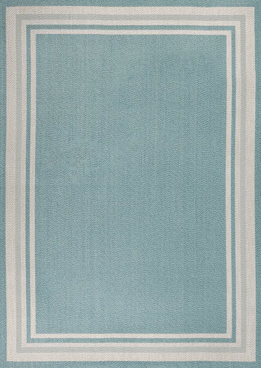 Aqua And Beige Striped Indoor Outdoor Area Rug Photo 4