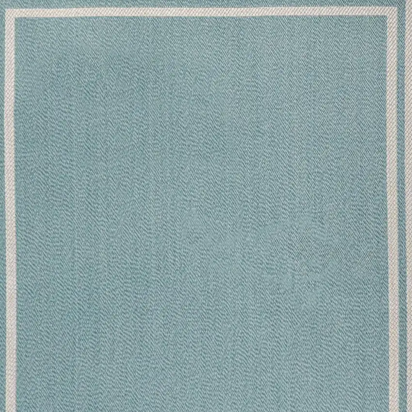 Aqua And Beige Striped Indoor Outdoor Area Rug Photo 5