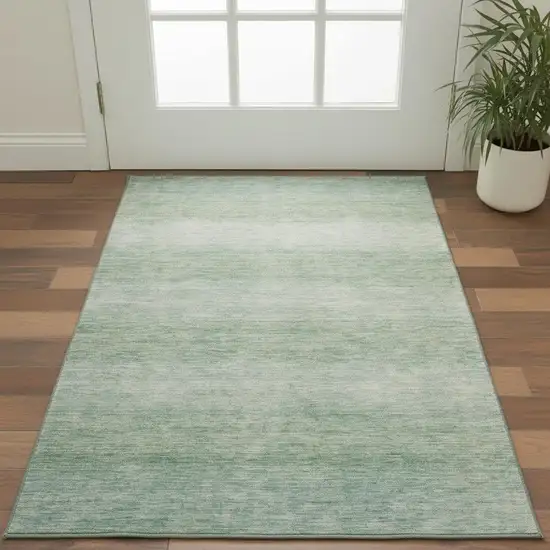 Aqua And Beige Striped Washable Area Rug With UV Protection Photo 2