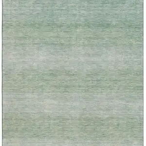 Photo of Aqua And Beige Striped Washable Area Rug With UV Protection