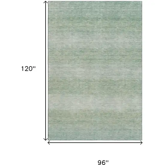 Aqua And Beige Striped Washable Area Rug With UV Protection Photo 9