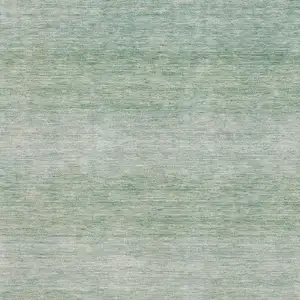 Photo of Aqua And Beige Striped Washable Area Rug With UV Protection