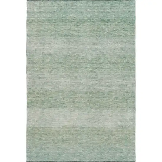 Aqua And Beige Striped Washable Area Rug With UV Protection Photo 1