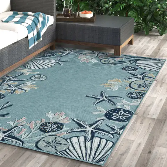 Aqua And Blue Coral Area Rug Photo 3
