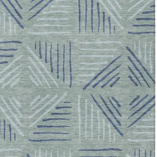 Aqua And Blue Geometric Washable Indoor Outdoor Area Rug Photo 2