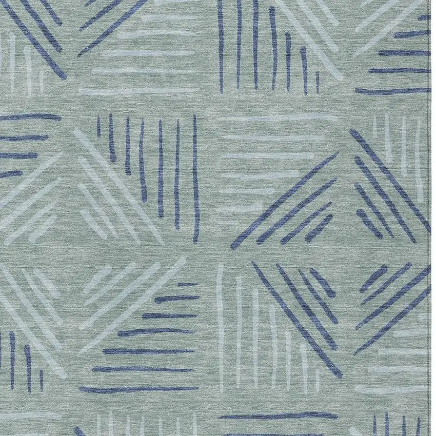 Aqua And Blue Geometric Washable Indoor Outdoor Area Rug Photo 2