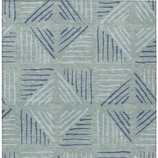 Aqua And Blue Geometric Washable Indoor Outdoor Area Rug Photo 2