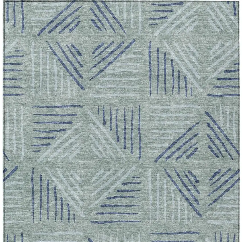 Aqua And Blue Geometric Washable Indoor Outdoor Area Rug Photo 2