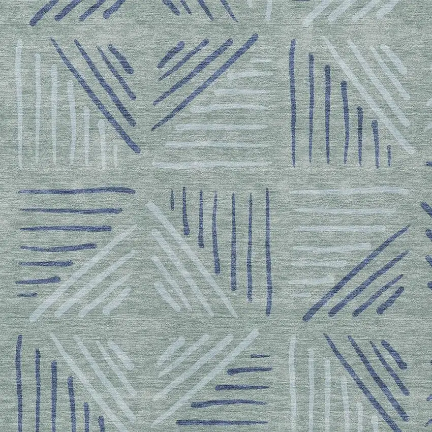 Aqua And Blue Geometric Washable Indoor Outdoor Area Rug Photo 2