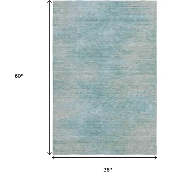 Aqua And Gray Abstract Washable Area Rug With UV Protection Photo 3