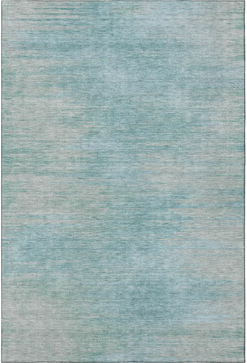 Aqua And Gray Abstract Washable Area Rug With UV Protection Photo 4