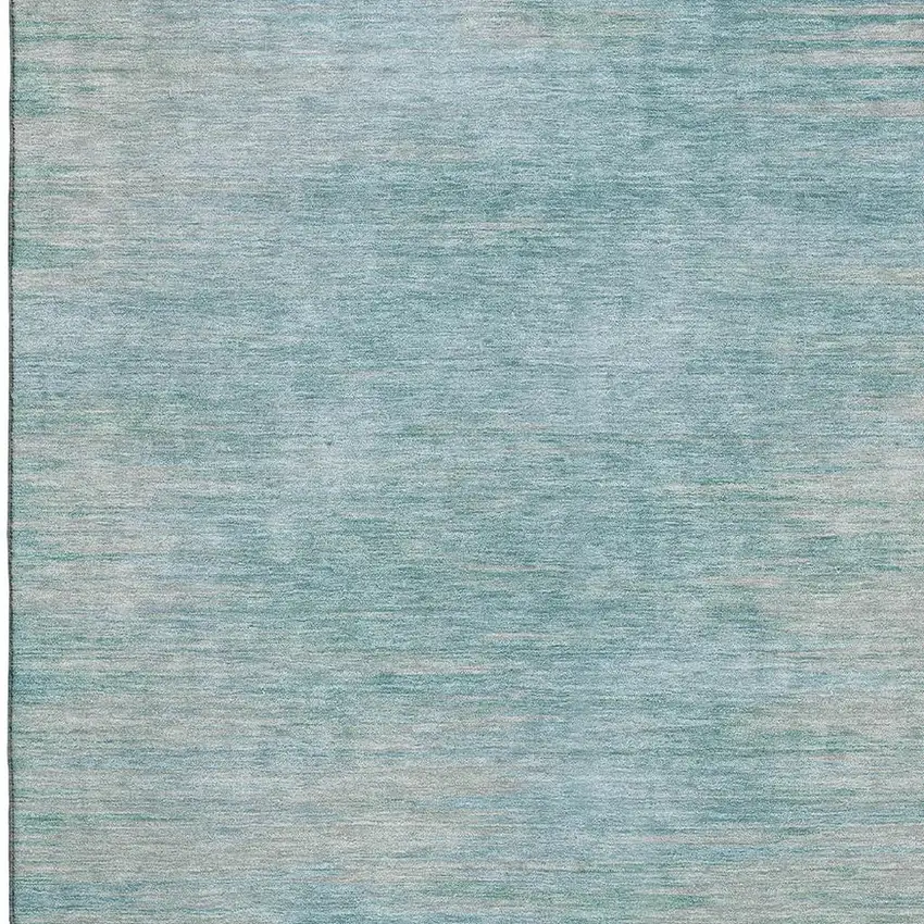 Aqua And Gray Abstract Washable Area Rug With UV Protection Photo 3