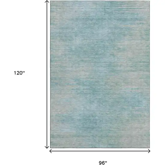 Aqua And Gray Abstract Washable Area Rug With UV Protection Photo 3