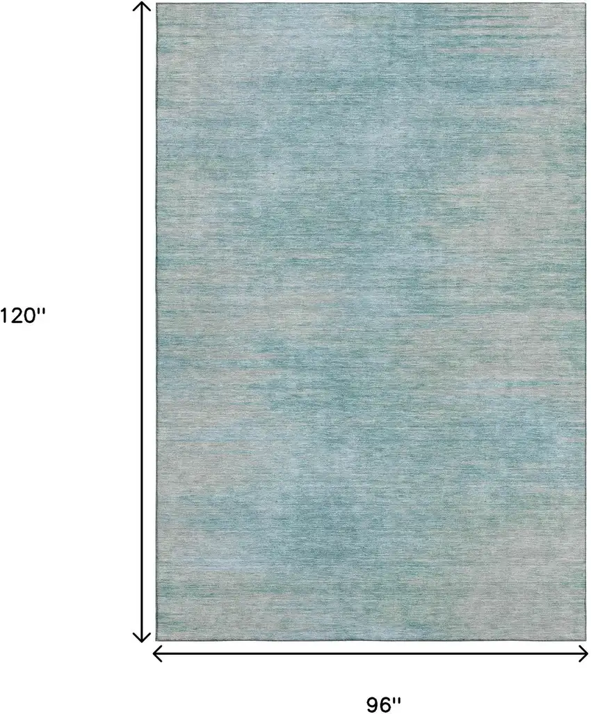 Aqua And Gray Abstract Washable Area Rug With UV Protection Photo 3