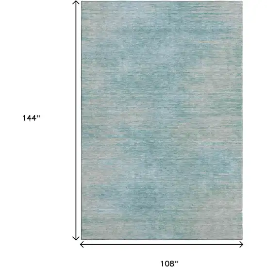 Aqua And Gray Abstract Washable Area Rug With UV Protection Photo 3