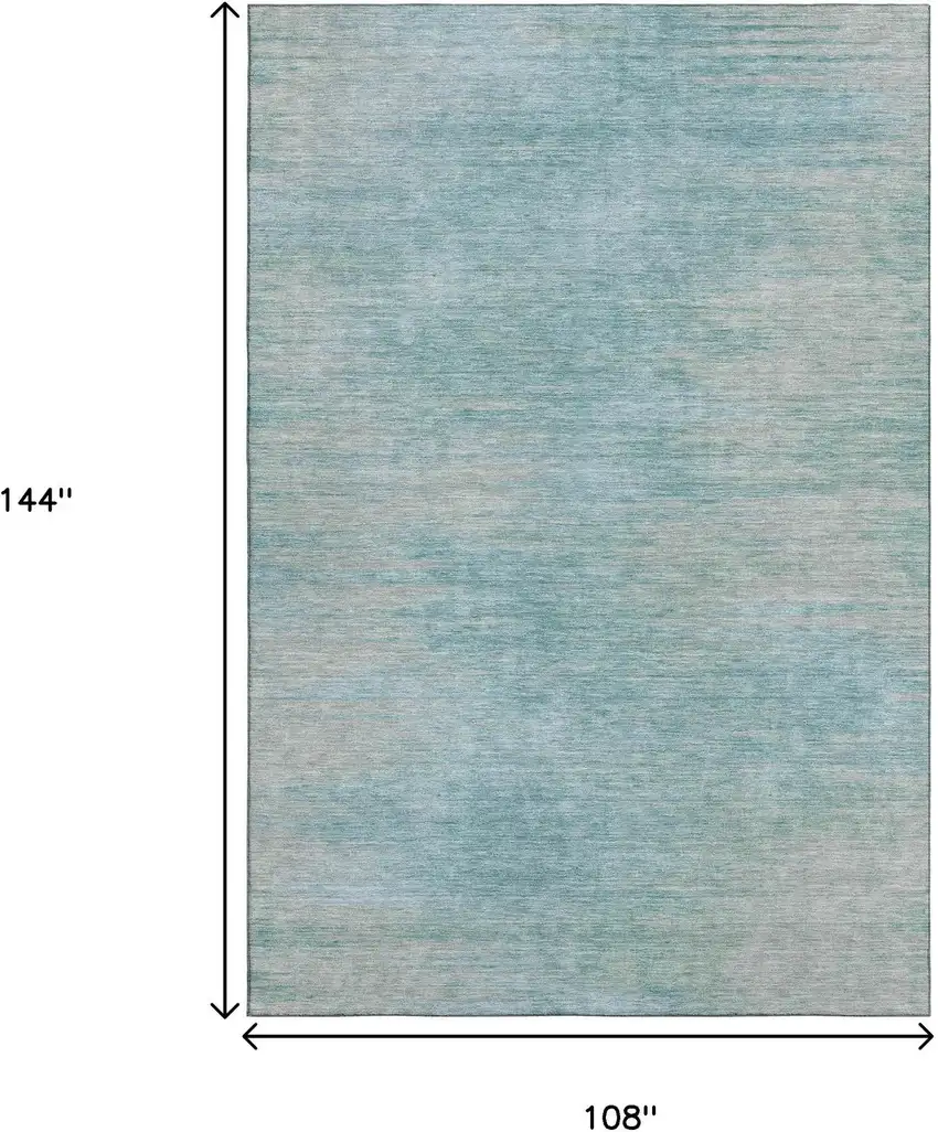 Aqua And Gray Abstract Washable Area Rug With UV Protection Photo 3